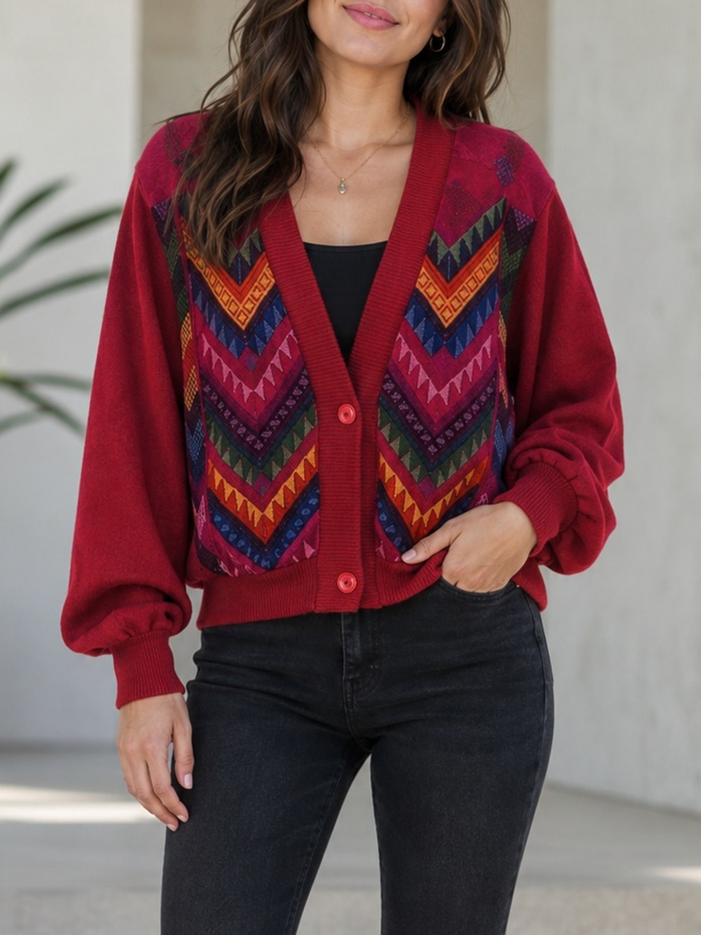 Handwoven‎ Art-to-Wear Cardigan Size Large